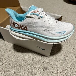 Hoka Women's White and Aqua Athletic Shoes